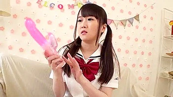 In the photo, she shows off her cute tits and gives a blowjob.