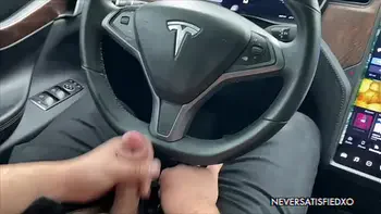 hotwife day trip with bbc bull fucks black cock in Tesla boyfriend drives