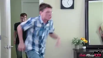 Naughty stepmom Sofie Marie threesome fucked by stepsons