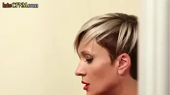 Tattooed CFNM babe enjoys dick wanking session