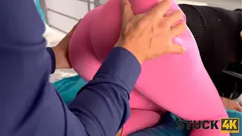 STUCK4K. Cleaning the house ended with passionate fuck for a stunner