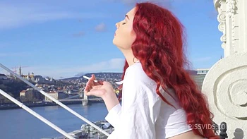 Wetting Jeans And Smoking On Balcony