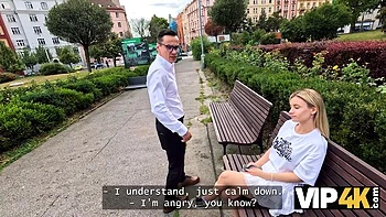 VIP4K. Cute blonde cheating on her boyfriend for money