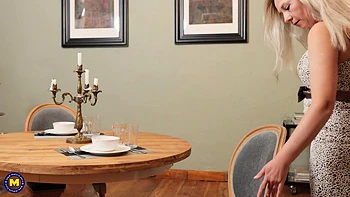 Naughty Mature Laura Fingers Her Pussy While Waiting for Her Guest