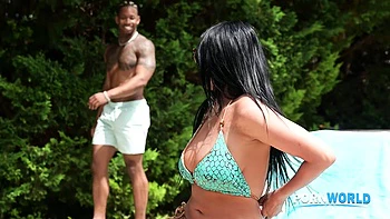 Sunbathing Hottie Anissa Kate Takes A Titty Cumshot After Poolside BBC DP Threesome GP3254