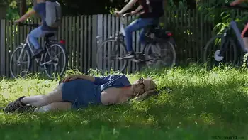 big natural saggy tits - exposed in public