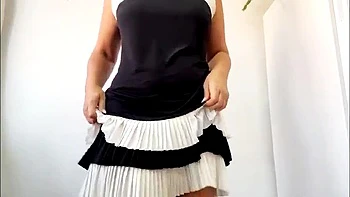 Step Mommy Horny MILF in Office Short Skirt Masturbates to Orgasm