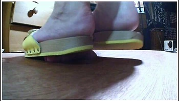 Bbw Scholls & Barefoot Cock Crush With Cum Shot 2