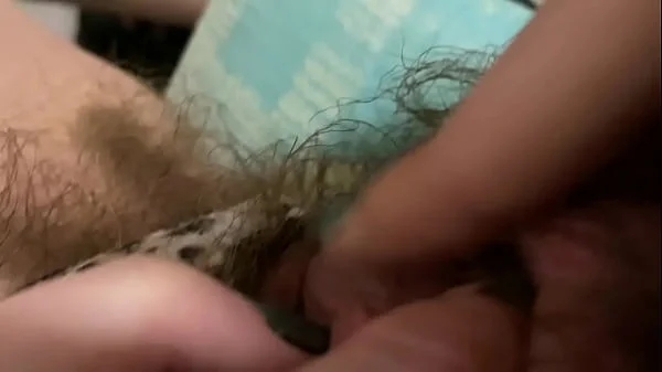 Morning Orgasm Big clit rubbing in extreme closeup super hairy pussy POV