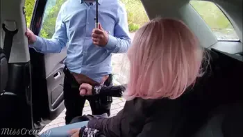 Dogging my wife in public car parking and jerks off an voyeur while it rains - MissCreamy