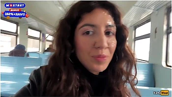 Katty West - Stranger Helped Me Cum On Public Train And Walks Around Carriages With Cum On Face - Cumwalk