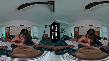 Summer Col, the hot latina, rides a big cock in vr