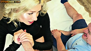 Cockhungry blonde gives sensual blowjob