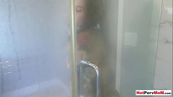 Busty inked MILF stepmother Joanna Angel fucked by stepson in the shower