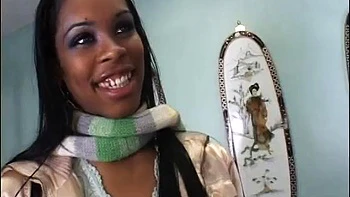 Sweet ebony with round ass gets her cooch slammed by bbc