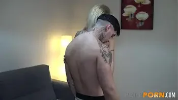 Blonde experienced MILF tries at porn with a young dick