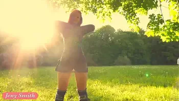 Jeny Smith. Long Summer Walk. Naked in forest