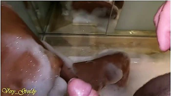 Milf In Her Hot Tub Fucks Hubbys Cock, Fingers His Prostate Before Unloading On Her Big Natural Tit