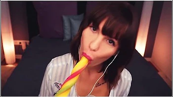Asmr Amy Ice Licking Sucking Eating Mouth Sounds Whispering