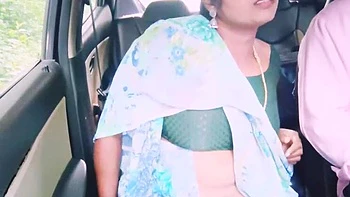Telugu Honey Lips Cheating Housewife in Sexy Saree Fucks Husband's Brother with Dirty Talk - Car Sex Jungle