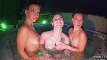 Two lesbian teens enjoy sex in the swimming pool