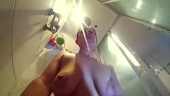 Undress Slut In The Shower. The Girl Washes In The Shower, Shaves Her Pussy, Oil Massage