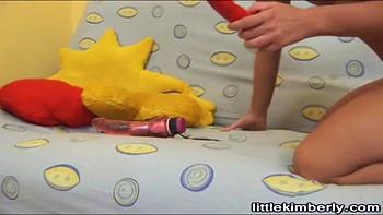 Little Kimberly with Pussy closeup Dildo Play