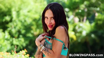 Busty Izi Blu deepthroat and face fucked by a big black cock