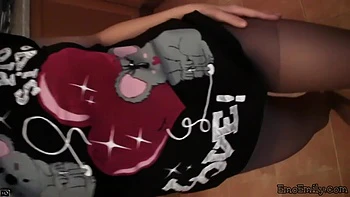 POV stockinged teen masturbating in close up solo scene