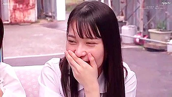 Three beautiful girls in uniform get excited when they see a man's penis and cum all over his hands.