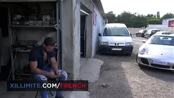 Intense sex in a garage with a busty cougar