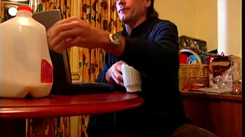 Brunette gives blowjob and has sex in the bathroom