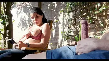 My stepson pulls out his thick cock while I play Candy Crush