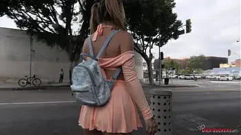 Street hooker Mia Kay sucks for a big cum facial!