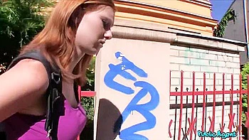 Fake College Inspector Gets Busty Redhead To Pay With Blowjob - Reality
