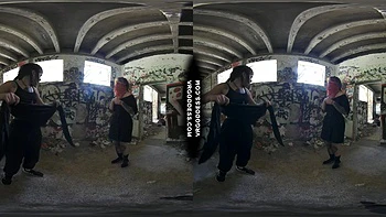 Risky Public Nudity — Hot Girls on Vacation Spray Painting Graffiti