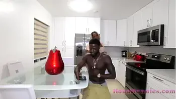 Big Boob ebony MILF seduces Husband's while he is out of town Breyana Moore