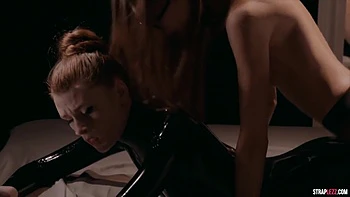 Sexto Petite Blondes In Latex, Heels And Nylon Enjoy A Strapless Exchange