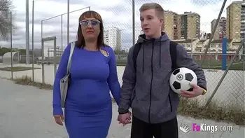 SUPER-TITTED Andrea seduces her son's friend and makes him debut in porn