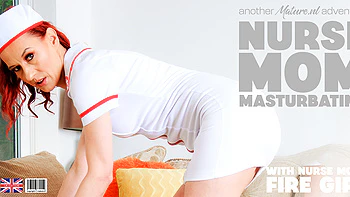 British Nurse Fire Girl Is A Skinny Cougar Who Loves To Play With Her Shaved Pussy