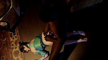 3D Asian Wife Cheating with Big Black Cock and Pissing a Lot