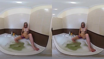 Blonde In Bathroom With Toy