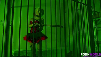 Cosplay Gets Kinky - Blonde Fingers Herself Behind Bars