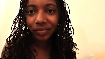 Cum hungry ebony goes down on dick in POV close up