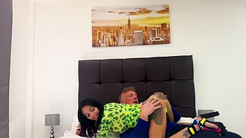 Tattooed brunette Tina Tolley rides a big cock in 69 sex position