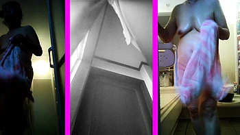 Ugly mother Yoriko, 73 years old, undressing, 3 screen voyeu