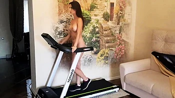 Naked Teen with a Big Ass on a Treadmill