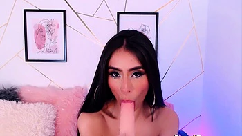 Skinny Babe Pleasuring Herself with Her Dildo