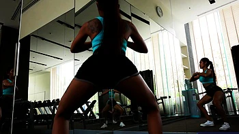 Big booty Thai GF gym workout and sex