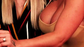 Bigtitted CFNM babes jerking off lover